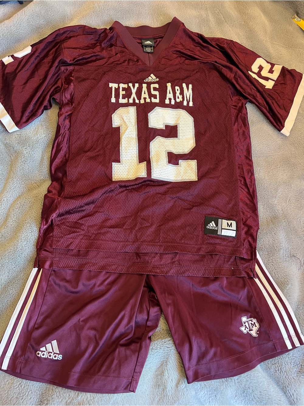 adidas Texas A&M Aggies #12 Football Jersey and Short Set Maroon/White Size M/L
